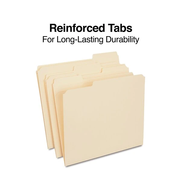 Quill Brand® Heavy-Duty Reinforced File Folders, 1/3-Cut, Letter Size, Assorted Tabs, Manila, 50/Box (71043450) 4 Quill Brand® Heavy-Duty Reinforced File Folders, 1/3-Cut, Letter Size, Assorted Tabs, Manila, 50/Box (71043450) - Image 2
