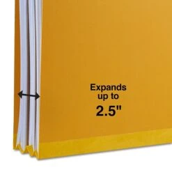 Quill Brand® 2/5-Cut Tab Pressboard Classification File Folders, 2-Partitions, 6-Fasteners, Letter, Yellow, 15/Box (738038) -Office Supplies Discount 08C55696 19D9 434B 8A51C326E6B77EA6 s7
