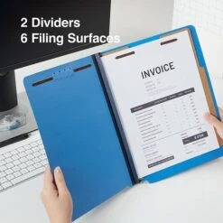 Quill Brand® End-Tab Partition Folders, 2 Partitions, 6 Fasteners, Cobalt Blue, Letter, 15/Box (748026) -Office Supplies Discount 0DBC5E1E CF23 4D6A 930301223E4D6A25 s7