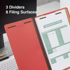Quill Brand® 2/5-Cut Tab Pressboard Classification File Folders, 3-Partitions, 8-Fasteners, Legal, Red, 15/Bx (7-45030) -Office Supplies Discount 0FE14477 CE87 4114 91AA73B1E69D08F5 s7