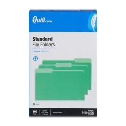 Quill Brand® File Folders, Assorted Tabs, 1/3-Cut, Legal, Green, 100/Box (741013GR) -Office Supplies Discount 10F56D8B 8578 41C7 A101ACA1B5371058 s7