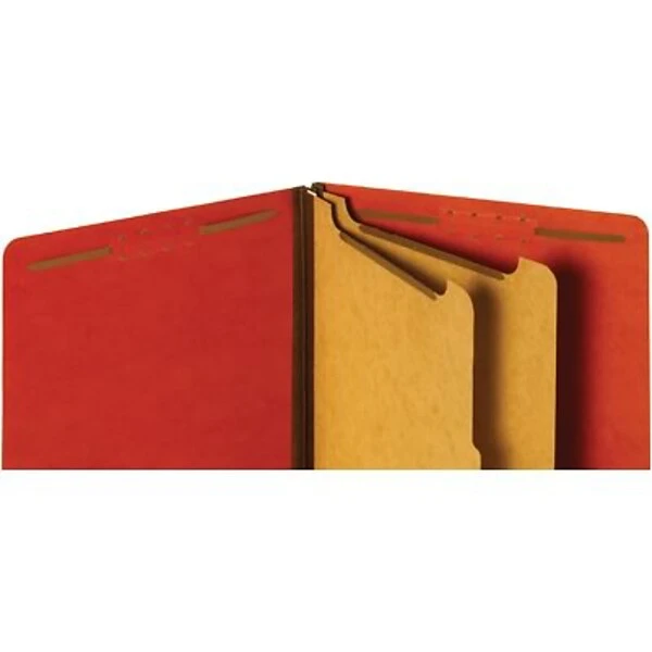 Quill Brand® End-Tab Partition Folders, 2 Partitions, 6 Fasteners, Chestnut Brown, Letter, 15/Box (748036) 4 Quill Brand® End-Tab Partition Folders, 2 Partitions, 6 Fasteners, Chestnut Brown, Letter, 15/Box (748036) - Image 2