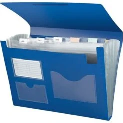Quill Brand® Poly Expanding File, Flap And Cord Closure, Letter Size, Blue (11408-QL)