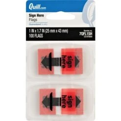 Quill Brand® Sign Here Flags , 1" Wide, Red, 100 Flags/Pack (7QFL1SH)