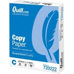 Quill Brand® 8.5" X 11" Copy Paper, 20 Lbs., 92 Brightness, 500 Sheets/Ream, 10 Reams/Carton (720222CT)