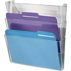 Quill Brand® 3-Pocket Plastic Letter Size Wall Pockets, Clear (736904)