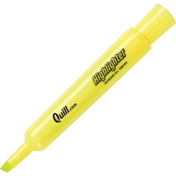 Quill Brand® Tank Style Highlighters, Chisel Tip, Fluorescent Yellow, Dozen (10401-QCC) 3 Quill Brand® Tank Style Highlighters, Chisel Tip, Fluorescent Yellow, Dozen (10401-QCC)