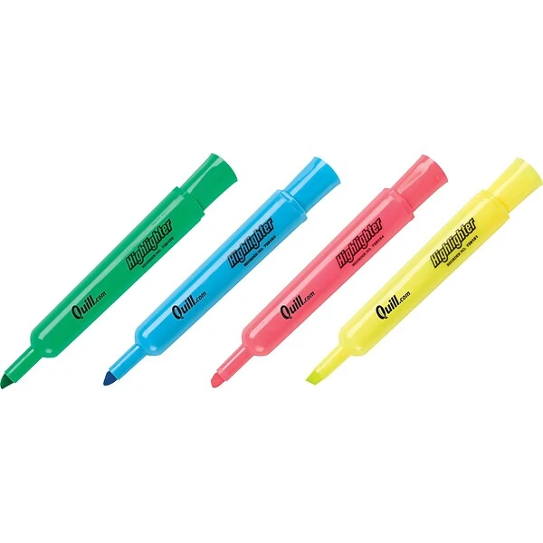 Quill Brand® Tank Style Highlighters, Chisel Tip, Assorted, Dozen (10400-QCC) 3 Quill Brand® Tank Style Highlighters, Chisel Tip, Assorted, Dozen (10400-QCC)