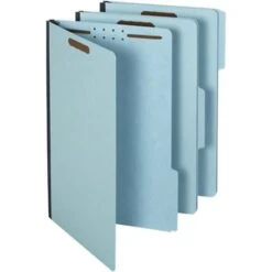 Quill Brand® Heavy-Duty 1/3-Cut Assorted 2-Fastener Pressboard File Folders With 1" Gusset, Legal, Blue, 25/Box (761551R)