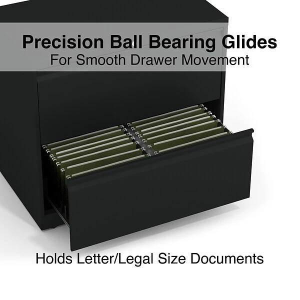 Quill Brand® Commercial 2 File Drawer Lateral File Cabinet, Assembled, Black, Letter/Legal, 30"W (20068D) 4 Quill Brand® Commercial 2 File Drawer Lateral File Cabinet, Assembled, Black, Letter/Legal, 30"W (20068D) - Image 2