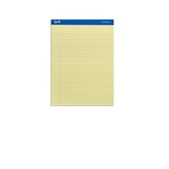 Quill Brand® Gold Signature Premium Series Legal Pad, 8-1/2" X 11", Wide Ruled, Yellow, 50 Sheets/Pad, 12 Pads/Pack (742270)