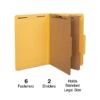 Quill Brand® 2/5-Cut Tab Pressboard Classification File Folders, 2-Partitions, 6-Fasteners, Legal, Yellow 15/Box (739038)