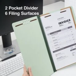 Quill Brand® Recycled Pressboard Classification Folders, 2-Partitions, 6-Fasteners, Legal, Green, 15/Box (761901) -Office Supplies Discount 27B5FF80 F650 47B2 A566A6B2A8703091 s7