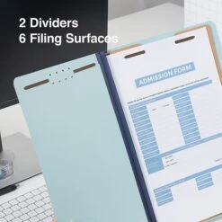 Quill Brand® Recycled Pressboard Classification Folders, 2-Partitions, 6-Fasteners, Legal, Lt Blue, 15/Box (761903) -Office Supplies Discount 2A0BEE29 176D 4500 9F4FB7E264D55A2B s7