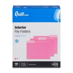 Quill Brand® Interior File Folders, 1/3-Cut, Letter Size, Pink, 100/Box (7391PK) -Office Supplies Discount 2A274896 710A 4B22 8DD67108C08A347C s7
