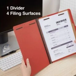 Quill Brand® 2/5-Cut Tab Pressboard Classification File Folders, 1-Partition, 4-Fasteners, Letter, Brown, 15/Box (7-46036) -Office Supplies Discount 2AAD0F3B DF0D 462E 977E2D5A89725F83 s7