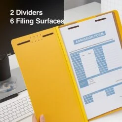 Quill Brand® 2/5-Cut Tab Pressboard Classification File Folders, 2-Partitions, 6-Fasteners, Legal, Yellow 15/Box (739038) -Office Supplies Discount 2EDC60E7 AA4F 4F59 83C377A99CD4A2B4 s7