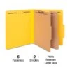 Quill Brand® 2/5-Cut Tab Pressboard Classification File Folders, 2-Partitions, 6-Fasteners, Letter, Yellow, 15/Box (738038) -Office Supplies Discount 310AF434 D6DF 4601 B58410839AAF8CB7 s7