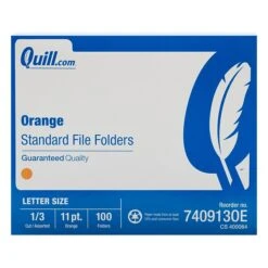 Quill Brand® File Folders, Assorted Tabs, 1/3-Cut, Letter Size, Orange, 100/Box (740913OE) -Office Supplies Discount 3366072F 1FDC 4995 814380F13160E013 s7