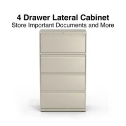 Quill Brand® Commercial 4-Drawer Lateral File Cabinet, Assembled, Letter/Legal, Putty/Beige, 30"W (28884D)