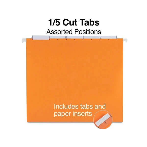 Quill Brand® Reinforced 5-Tab Box Bottom Hanging File Folders, 2" Expansion, Letter Size, Assorted, 25/Box (730053AD) 4 Quill Brand® Reinforced 5-Tab Box Bottom Hanging File Folders, 2" Expansion, Letter Size, Assorted, 25/Box (730053AD) - Image 2