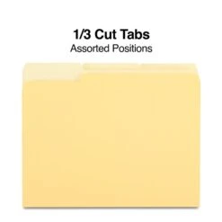 Quill Brand® File Folders, Assorted Tabs, 1/3-Cut, Letter Size, Yellow, 100/Box (740913YW) -Office Supplies Discount 3FA5F04D 65F1 424C 99FF10ADB716DCF7 s7