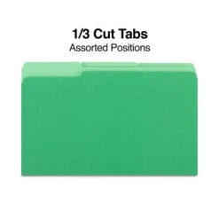 Quill Brand® File Folders, Assorted Tabs, 1/3-Cut, Legal, Green, 100/Box (741013GR) -Office Supplies Discount 42910D3D 6370 4FF1 87B1D2D6959874A3 s7