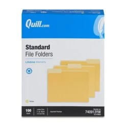 Quill Brand® File Folders, Assorted Tabs, 1/3-Cut, Letter Size, Yellow, 100/Box (740913YW) -Office Supplies Discount 45F8F0FB D555 47CC A4440944C062B7ED s7
