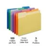 Quill Brand® File Folders, Assorted Tabs, 1/3-Cut, Letter Size, Assorted Colors, 100/Box (740913AD) -Office Supplies Discount 4661AB14 2B26 4962 A459E1945C33D8E9 s7
