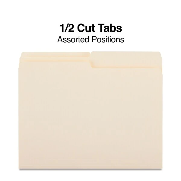 Quill Brand® File Folders, 1/2-Cut Assorted, Letter Size, Manila, 100/Box (740135) 4 Quill Brand® File Folders, 1/2-Cut Assorted, Letter Size, Manila, 100/Box (740135) - Image 2