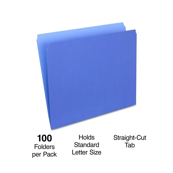 Quill Brand® File Folders, Straight-Cut, Letter Size, Blue, 100/Box (7409BE) 3 Quill Brand® File Folders, Straight-Cut, Letter Size, Blue, 100/Box (7409BE)