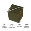 Quill Brand® 100% Recycled Premium Reinforced 5-Tab Hanging File Folders, Letter Size, Green, 25/Box (76215P) -Office Supplies Discount 4E519FD4 DA1F 4A9F BC80B79C4CF389B4 s7