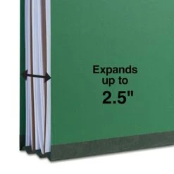 Quill Brand® 2/5-Cut Tab Pressboard Classification File Folders, 2-Partitions, 6-Fasteners, Legal, Green, 15/Box (739034) -Office Supplies Discount 505AD9C5 A61B 4C27 846E349F37F175F2 s7