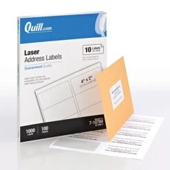 Quill® Laser Address Labels; White, 2x4", 1000 Labels, Compare To Avery 5163