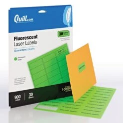 Quill Brand® Laser Address Labels, 1" X 2-5/8", Fluorescent Green, 900 Lables (Compare To Avery 5971)