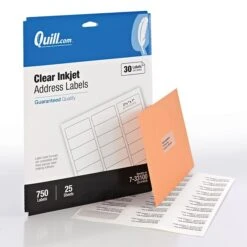 Quill Brand® Inkjet Address Labels, 1" X 2-5/8", Matte Clear, 750 Labels (Compare To Avery 8660 & 18660)
