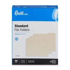 Quill Brand® 2-Ply File Folders, Assorted Tabs, 1/3-Cut , Letter Size, Manila, 100 BX (750137) -Office Supplies Discount 5723CD60 1958 4CE7 AA8306670D5FD335 s7