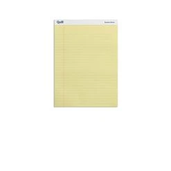 Quill Brand® Standard Series Legal Pad, 8-1/2" X 11", Wide Ruled, Canary Yellow, 50 Sheets/Pad, 12 Pads/Pack (740022)