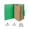 Quill Brand® 2/5-Cut Tab Pressboard Classification File Folders, 3-Partitions, 8-Fasteners, Legal, Green, 15/Box (745034) -Office Supplies Discount 5CDE3FF7 8C5B 41FC 87F4C157B087ED56 s7