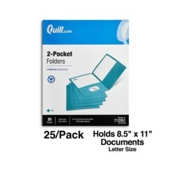 Quill Brand® 2-Pocket Folders, Teal, 25/Box (712561) -Office Supplies Discount 619DA63A 7E1C 4199 992FC6CC3E5B1DB5 s7