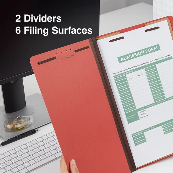 Quill Brand® 2/5-Cut Tab Pressboard Classification File Folders, 2-Partitions, 6-Fasteners, Legal, Brown, 15/Box (7-39036) 6 Quill Brand® 2/5-Cut Tab Pressboard Classification File Folders, 2-Partitions, 6-Fasteners, Legal, Brown, 15/Box (7-39036) - Image 4