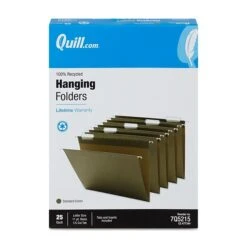Quill Brand® 100% Recycled Hanging File Folders; 1/5-Cut, Letter Size, Green, 25/Box (7Q5215) -Office Supplies Discount 656C1E3B CC39 4DB4 9285A016AFA5ED94 s7