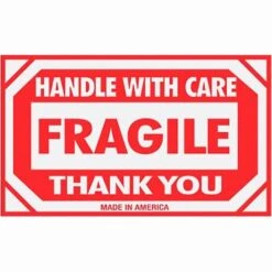 Shipping & Pallet Labels; 3x5" "Handle With Care Fragile Thank You", 500 Labels/Roll