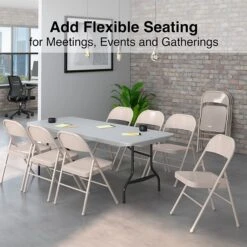 Quill Brand® Metal Folding Chairs, Taupe, 4/Pack (51503) -Office Supplies Discount 67DD1338 FF02 4A55 B5E56FE34B45B3F8 s7