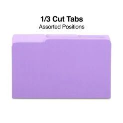 Quill Brand® File Folders, Assorted Tabs, 1/3-Cut, Legal, Violet, 100/Box (741013VT) -Office Supplies Discount 68ABF4F5 8443 4136 95C2F4D6F6B31B3B s7