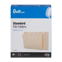Quill Brand® File Folders, 1/5-Cut Assorted, Letter Size, Manila, 100/Box (740139) -Office Supplies Discount 6C9BE38F E224 4EBA AE2E8C19F025557A s7