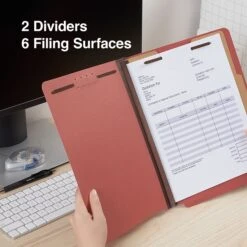 Quill Brand® End-Tab Partition Folders, 2 Partitions, 6 Fasteners, Ruby Red, Letter, 15/Box (748030) -Office Supplies Discount 6E42E445 DC9E 4A56 AF512959D65F0396 s7