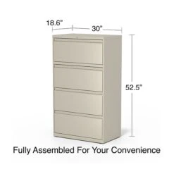 Quill Brand® Commercial 4-Drawer Lateral File Cabinet, Assembled, Letter/Legal, Putty/Beige, 30"W (28884D) -Office Supplies Discount 777AB13C E78C 4DDD 994DD637AFA8491F s7
