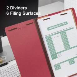 Quill Brand® 2/5-Cut Tab Pressboard Classification File Folders, 2-Partitions, 6-Fasteners, Legal, Red, 15/Box (739030) -Office Supplies Discount 788A85AE BD78 4DFF A0B35D8AAA38979E s7