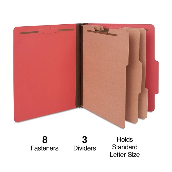 Quill Brand® 2/5-Cut Tab Pressboard Classification File Folders, 3-Partitions, 8-Fasteners, Letter, Brown, 15/Box (744036) 3 Quill Brand® 2/5-Cut Tab Pressboard Classification File Folders, 3-Partitions, 8-Fasteners, Letter, Brown, 15/Box (744036)